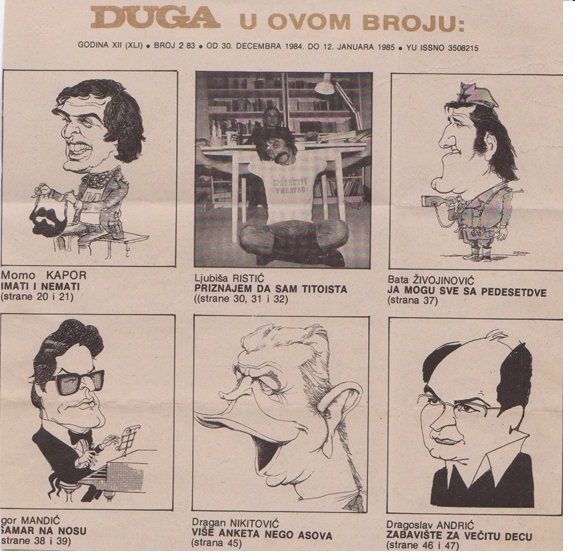 DUGA-301284-KRITIKA-LJUBISA_RISTIC_MOMO_KAPOR_BATA_ZIVOJINOVIC_IGOR_MANDIC_DRAGAN_NIKITOVIC_DRAGOSLAV_ANDRIC