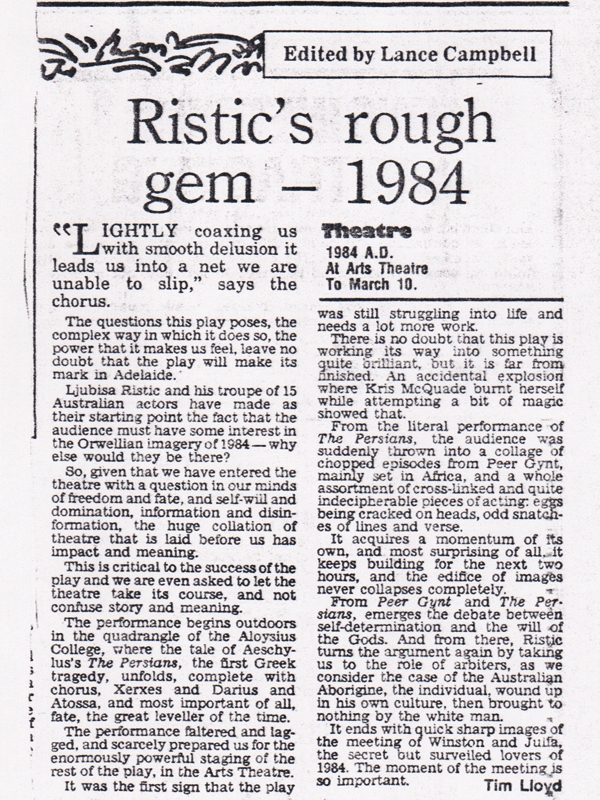THE-ADVERTISER-030384-AUSTRALIJA_GOSTOVANJE_LJUBISA_RISTIC_1984_ORVEL_PERSIJANCI_PER_GINT_IBZEN