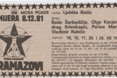 VECERNJI-LIST-051281_NAJAVA_KARAMAZOVI__LJUBISA_RISTIC__RADE_SERBEDZIJA_MIODRAG_KRIVOKAPIC