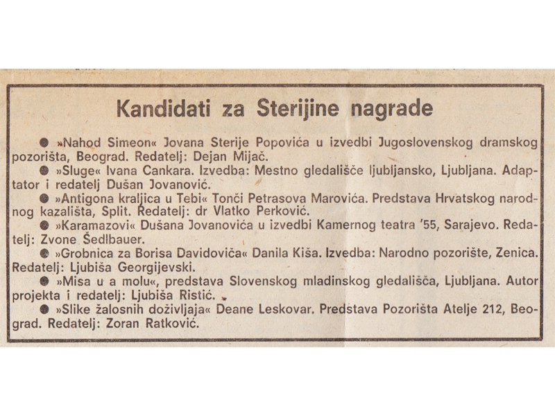 VJESNIK-1981-4-4-NAJAVA_STERIJINO_POZORJE_MISA_U_A_MOLU_LJUBISA_RISTIC_SLOVENSKO_MLADINSKO_GLEDALISCE